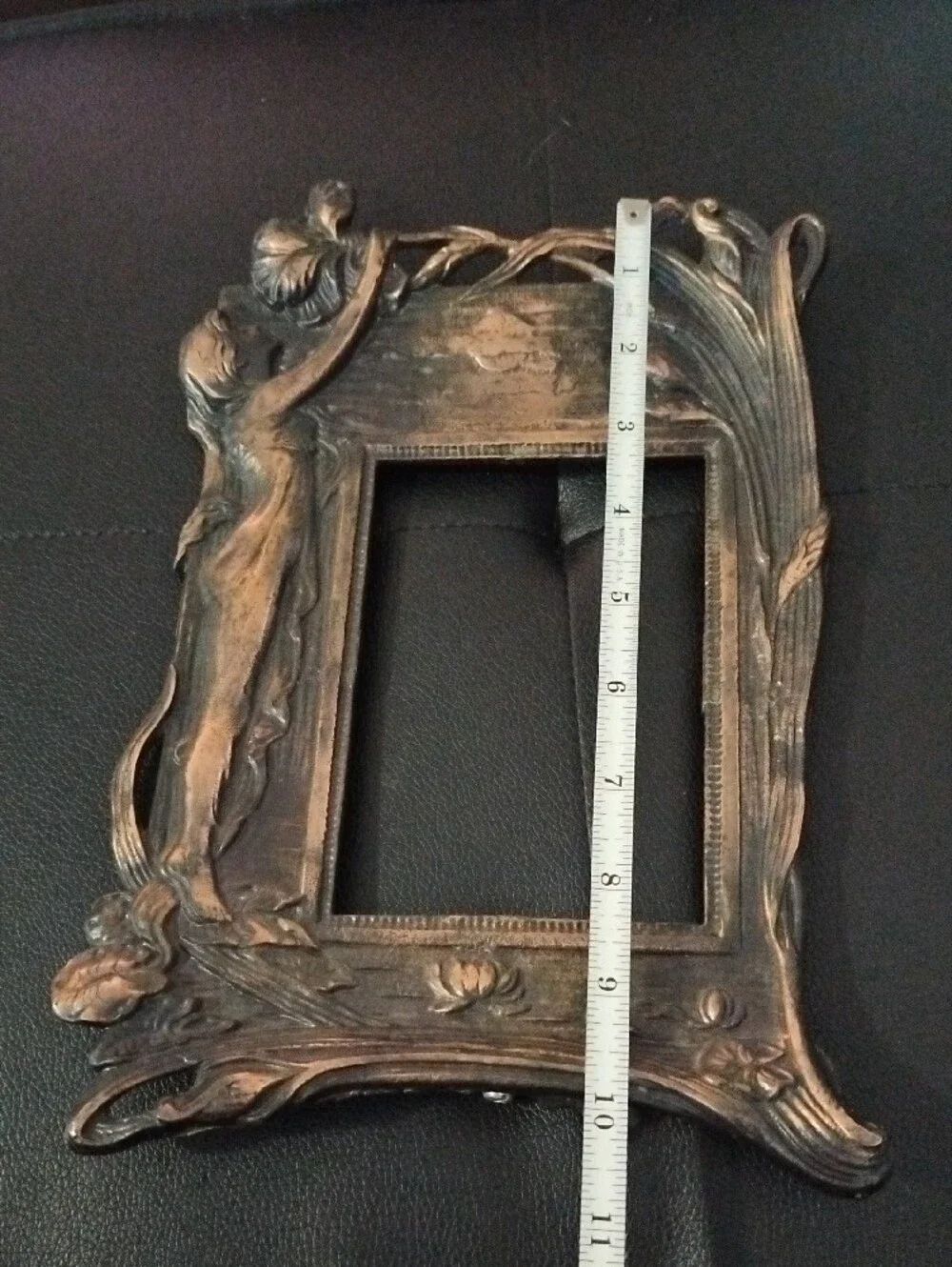 Art Nouveau Bronze-Tone Decorative Photo Frame